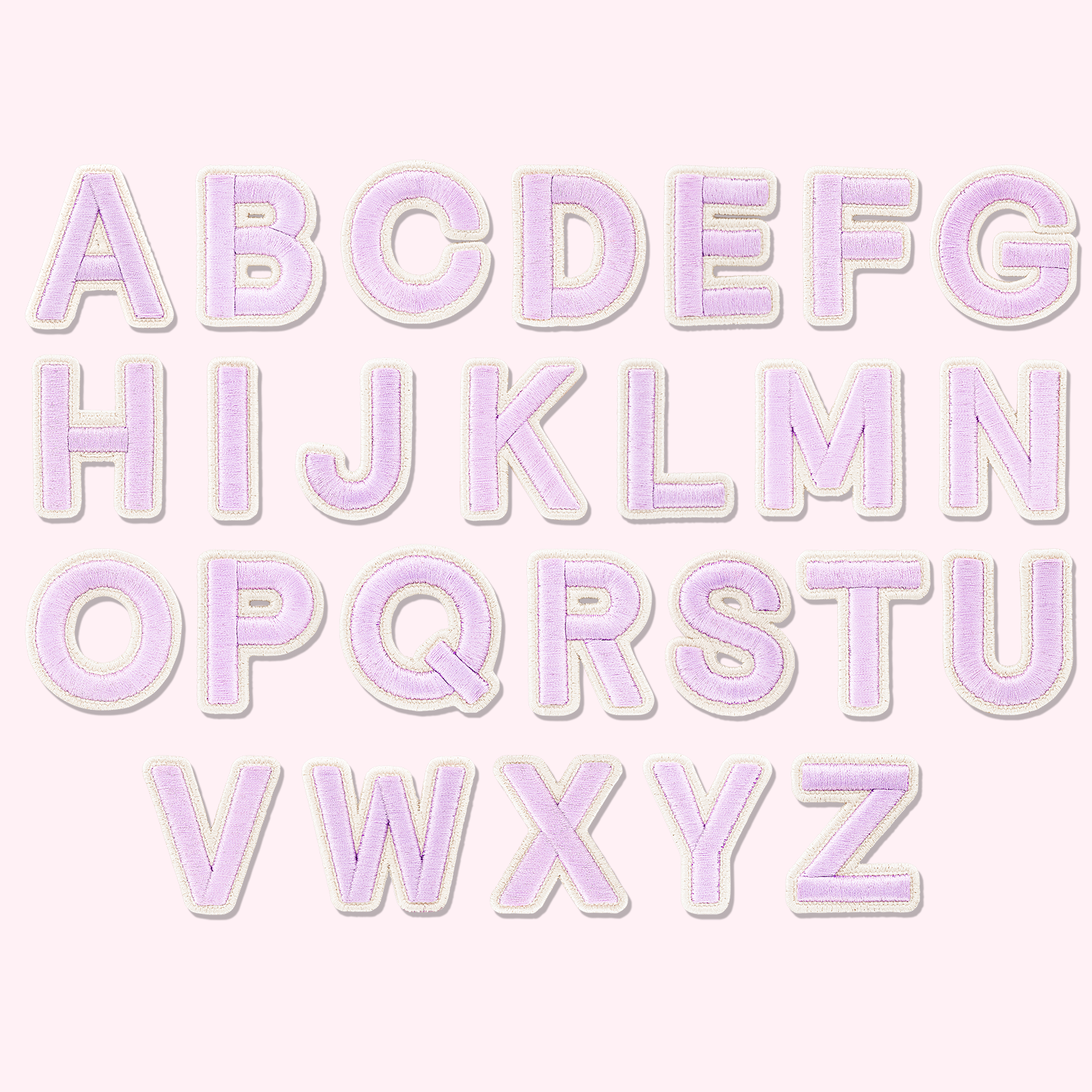 Lilac Rolled Embroidery Letter Patches