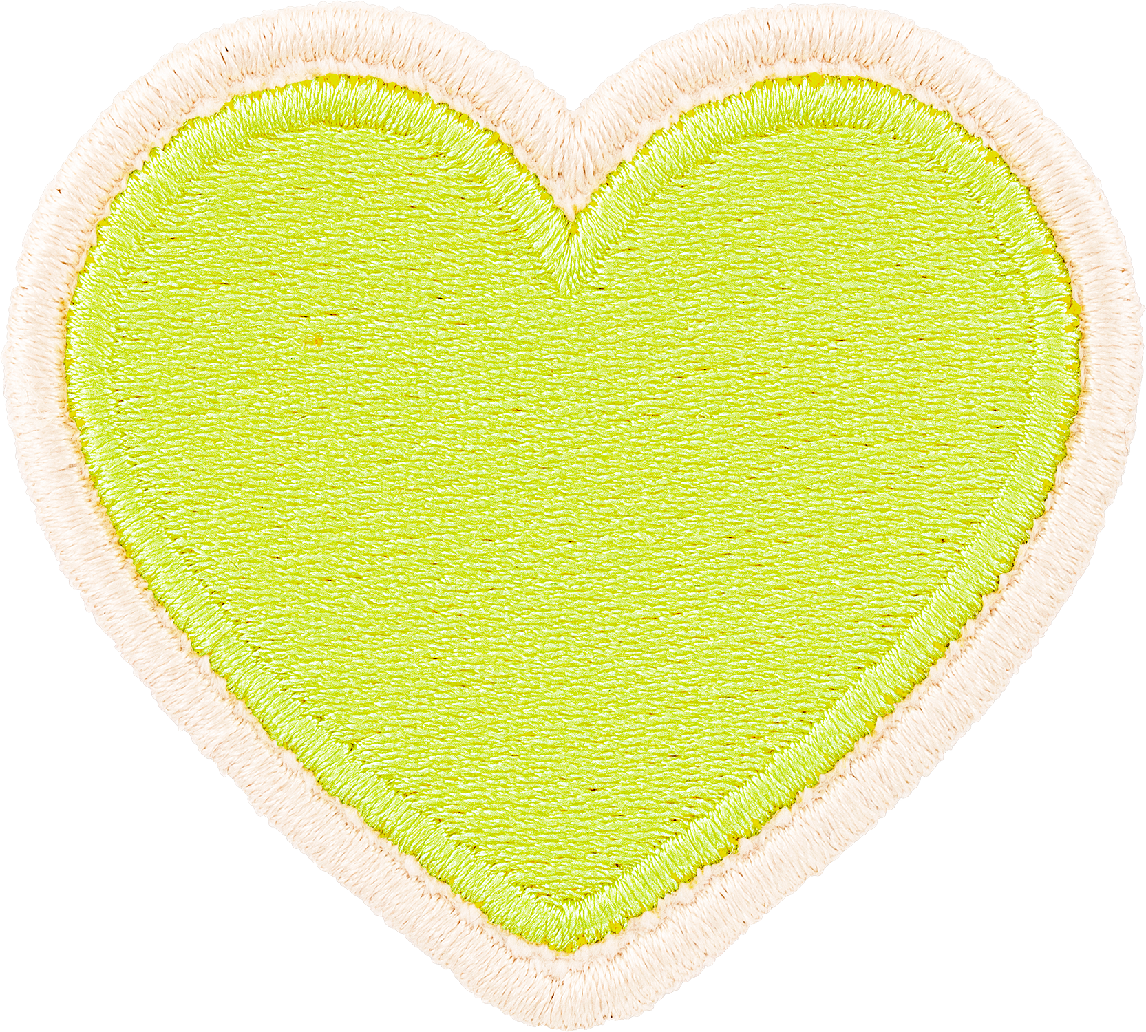 Lime Rolled Embroidery Heart Patch