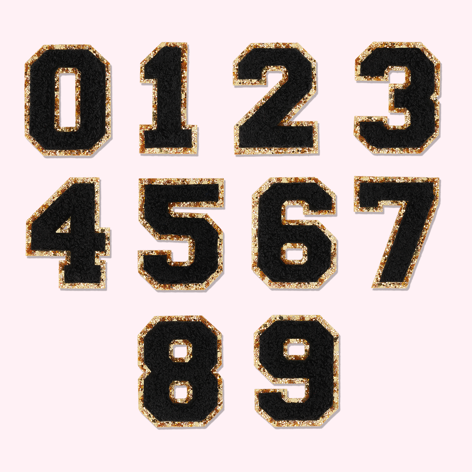 Noir Glitter Varsity Number Patch