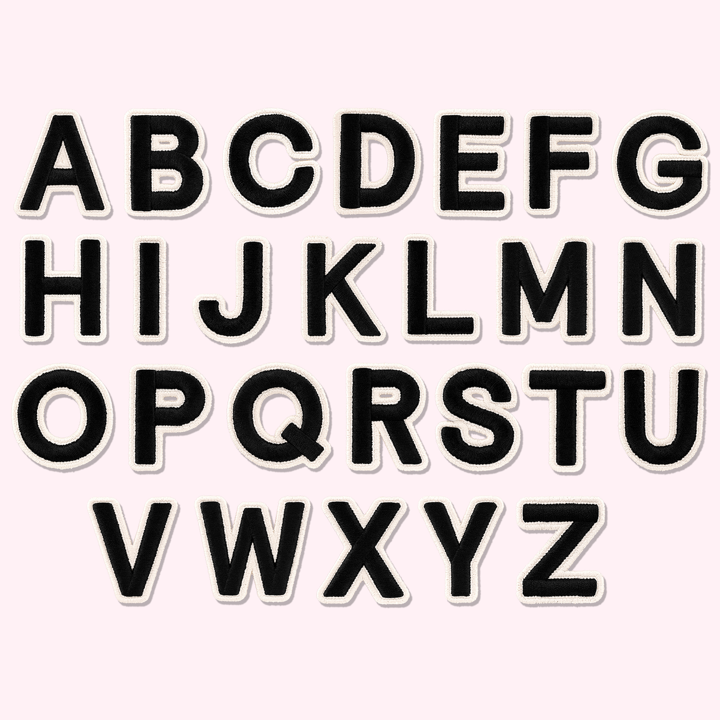 Noir Rolled Embroidery Letter Patches