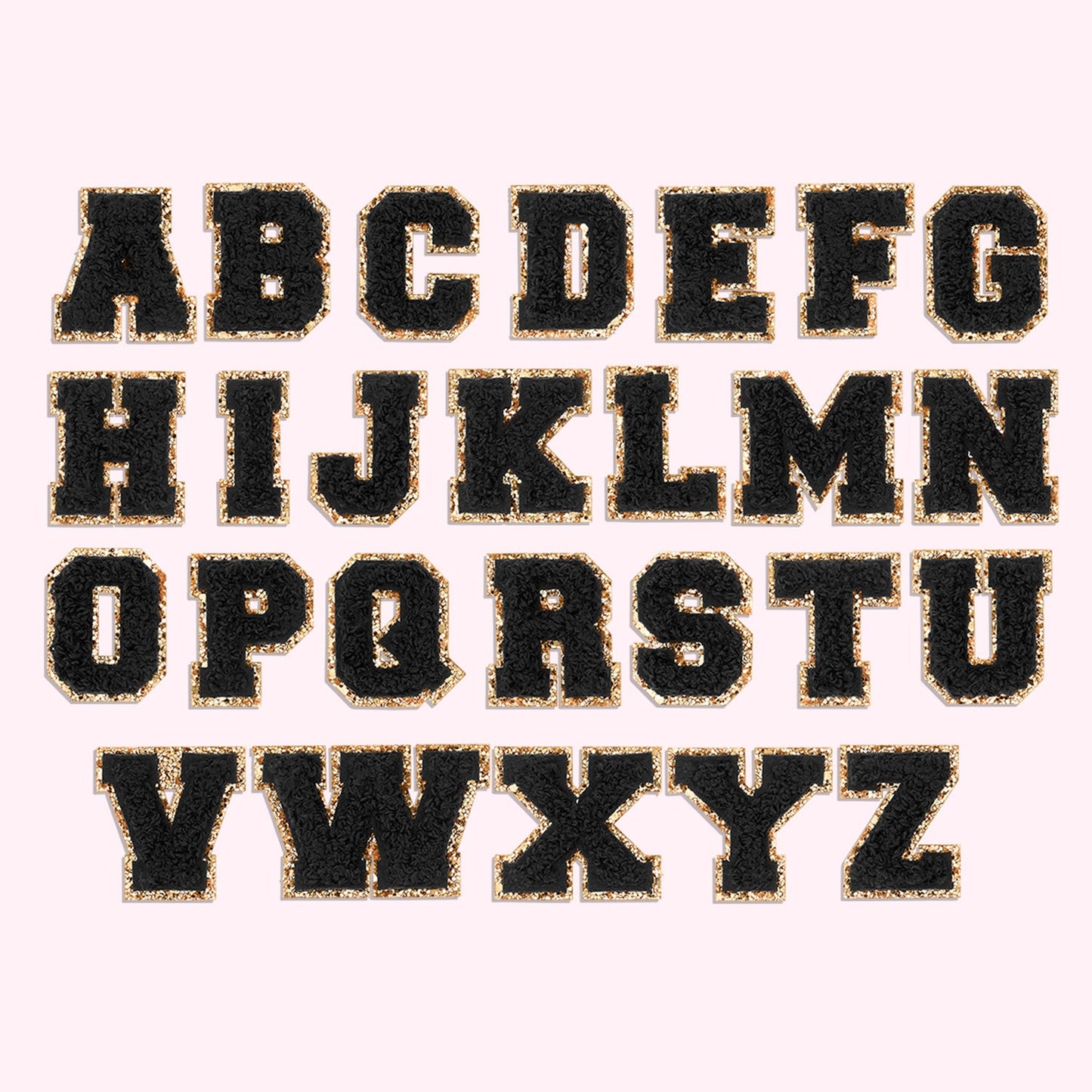 Noir Mini Glitter Varsity Letter Patch