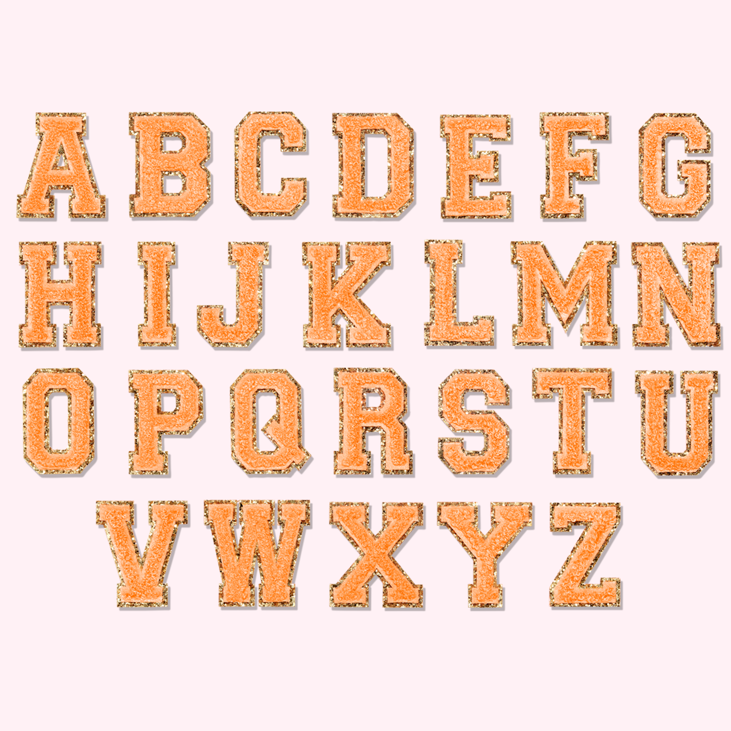 New Varsity Letters Iron-On Patches GOLDEN ORANGE Alphabet You Choose!