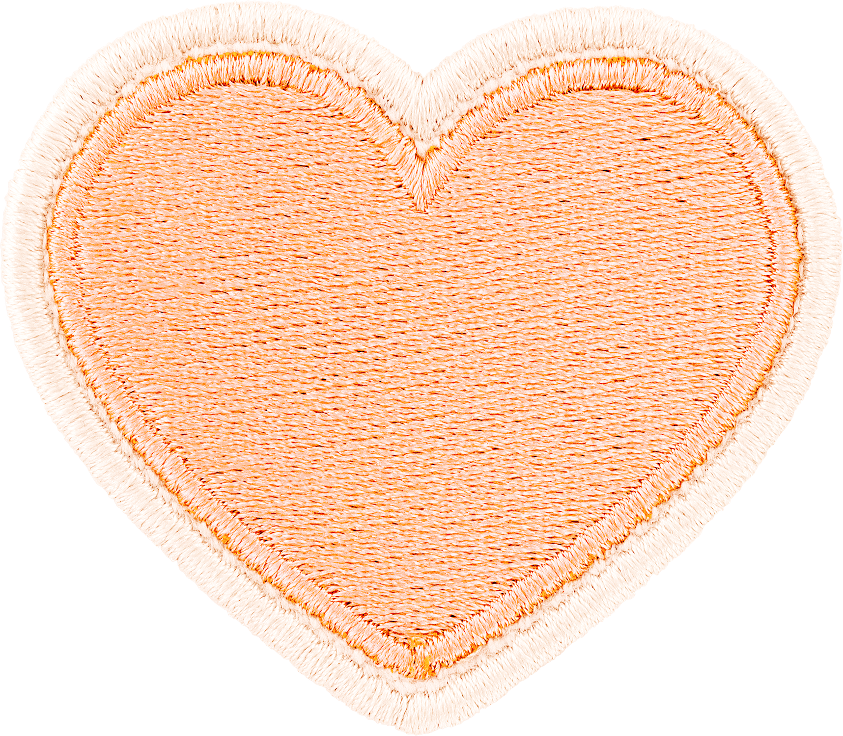 Peach Rolled Embroidery Heart Patch