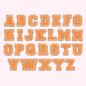 Peach Mini Glitter Varsity Letter Patch