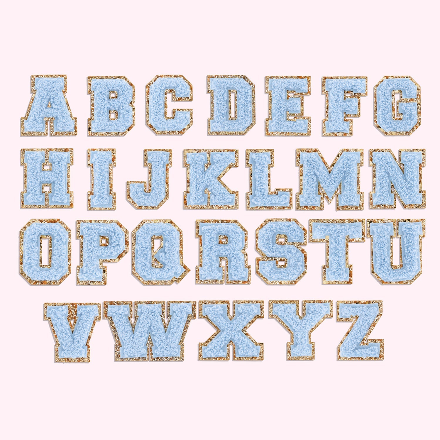 Periwinkle Mini Glitter Varsity Letter Patch