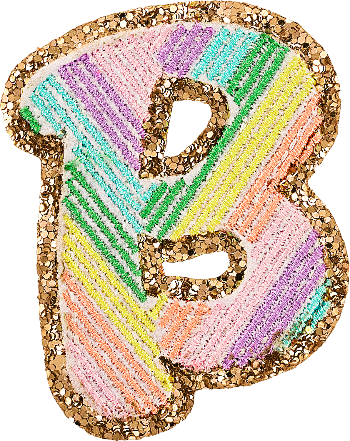 Glitter Rainbow Script Letter Patches