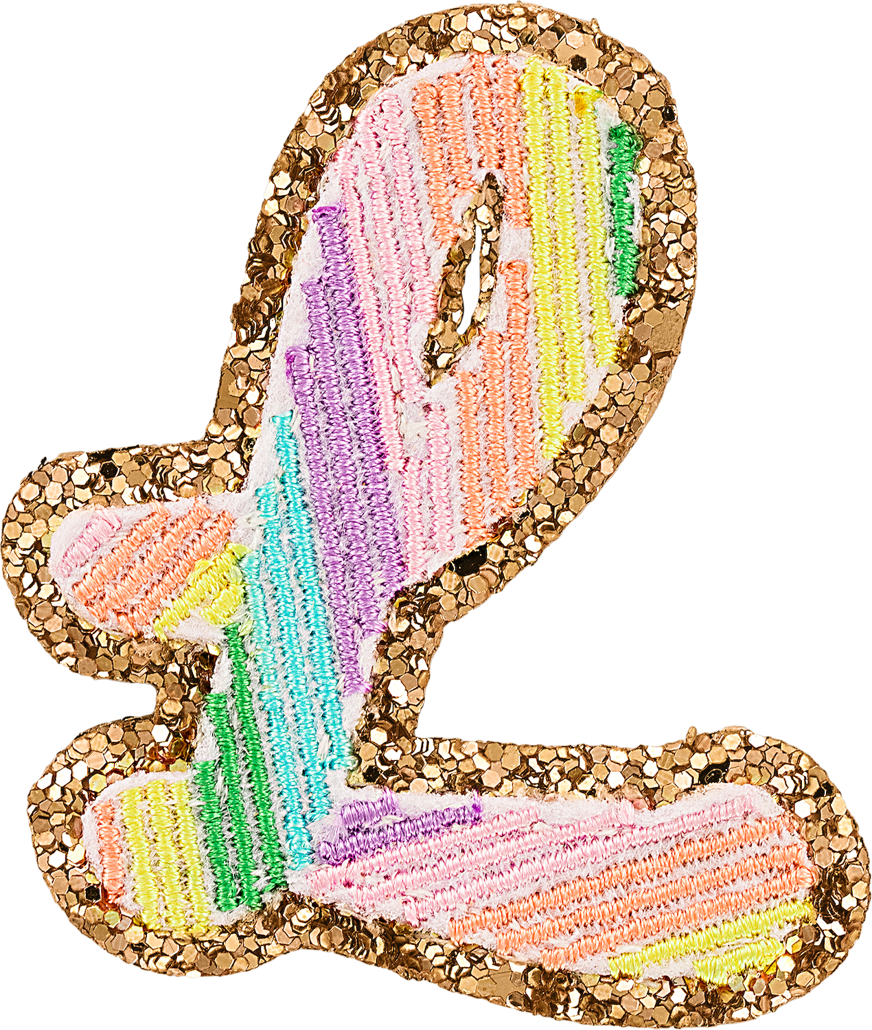 Glitter Rainbow Script Letter Patches