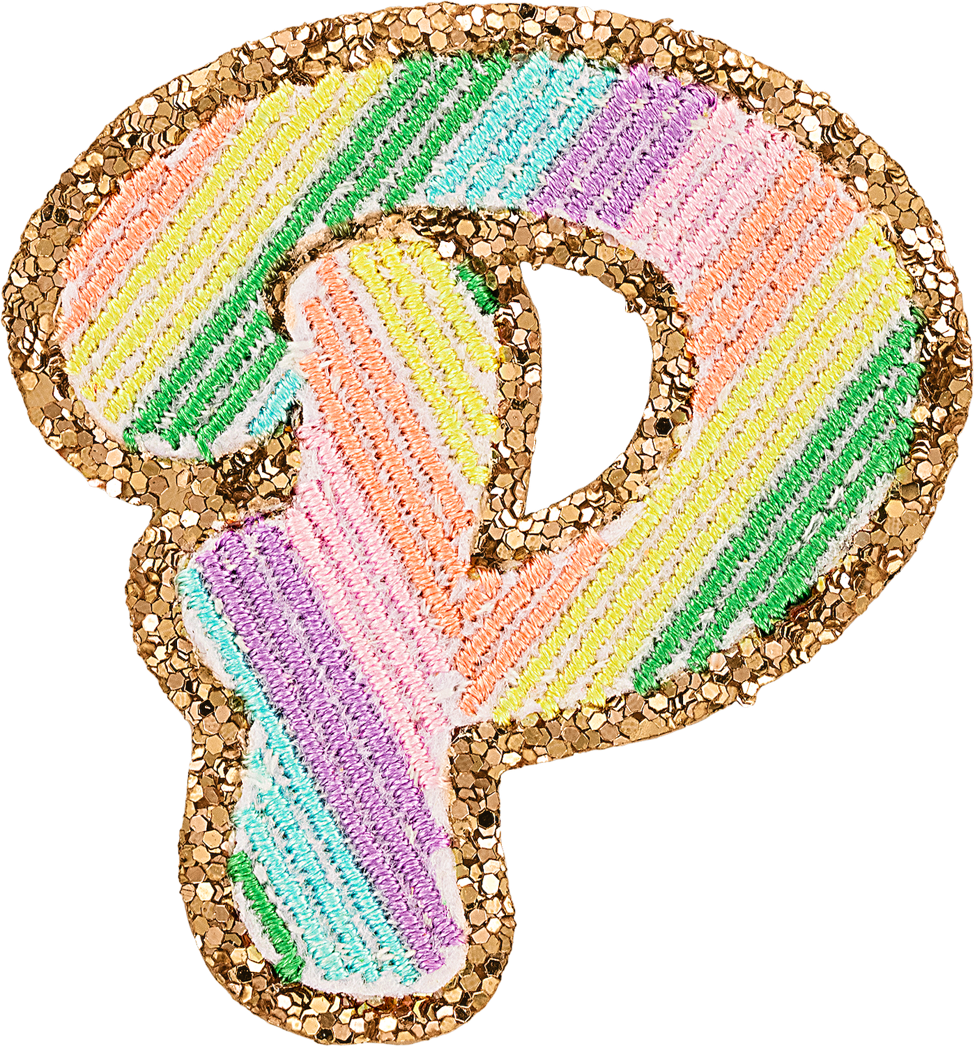 Glitter Rainbow Script Letter Patches