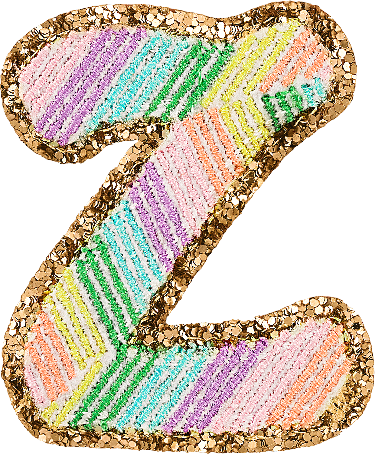 Glitter Rainbow Script Letter Patches