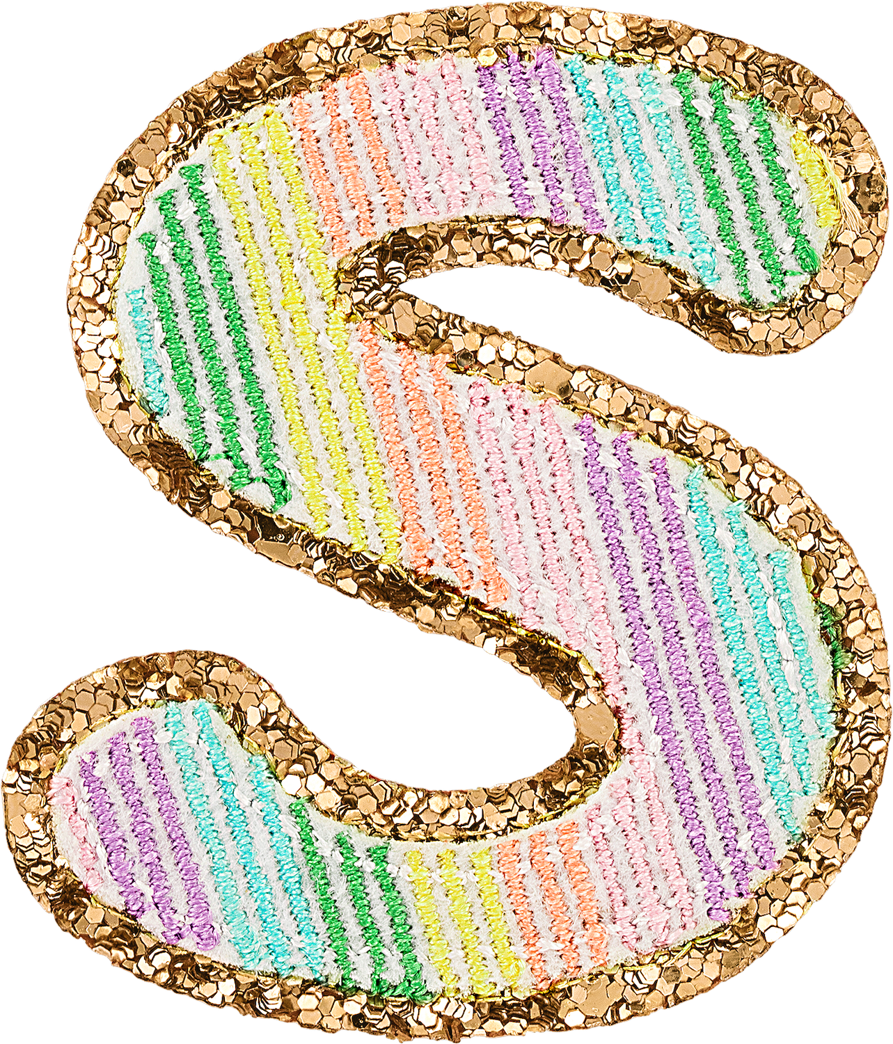 Glitter Rainbow Script Letter Patches