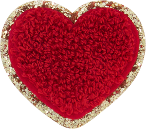 Ruby Glitter Varsity Heart Patch