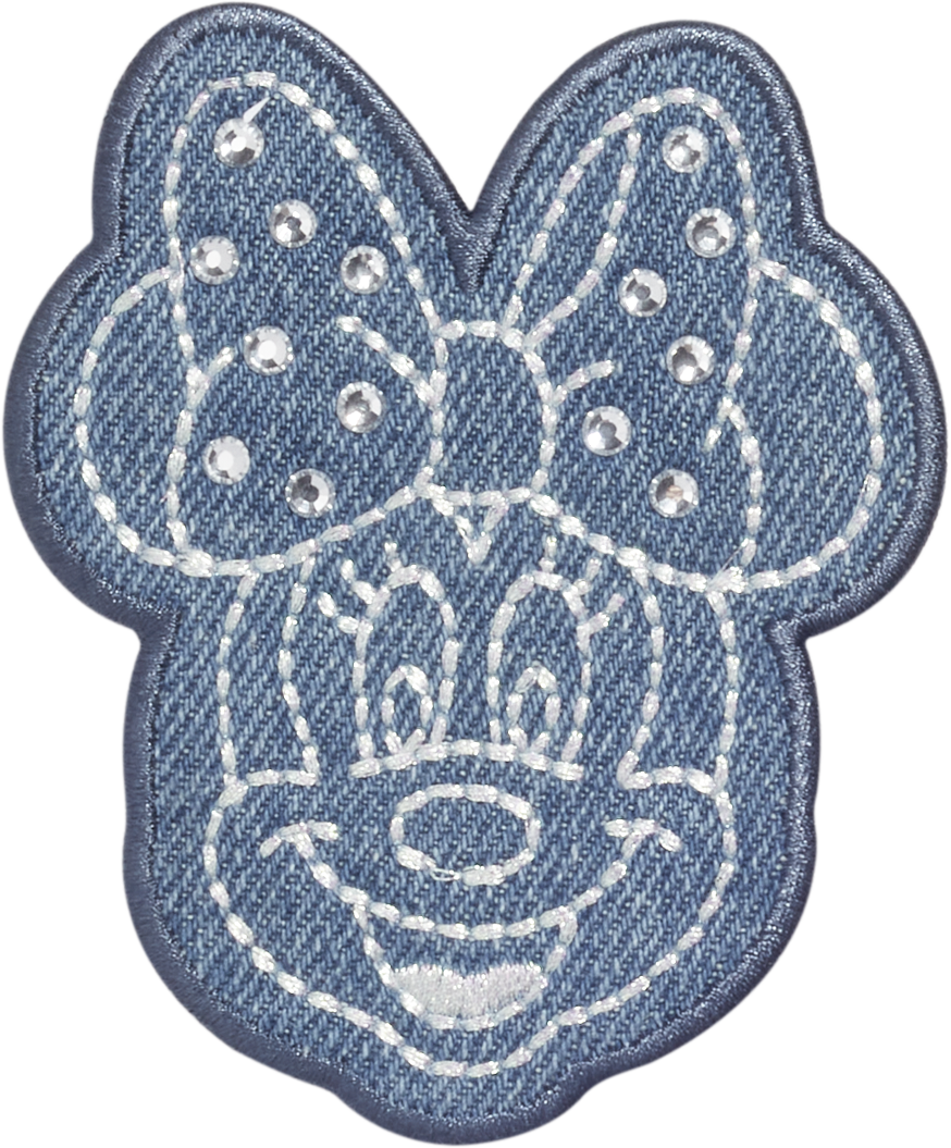 Denim Minnie Mouse Face Patch