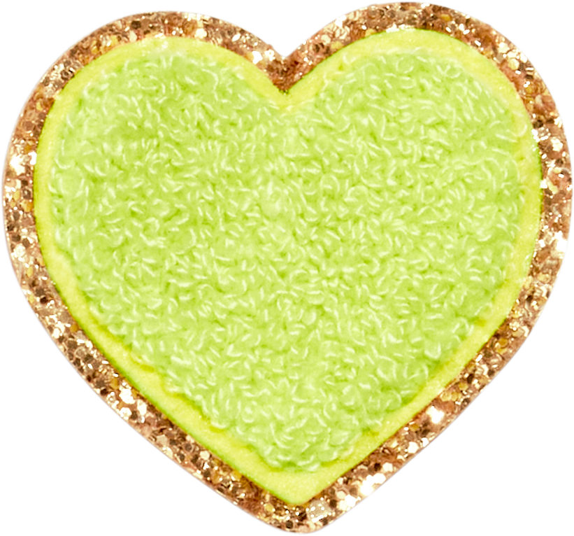 Lime Glitter Heart Patch