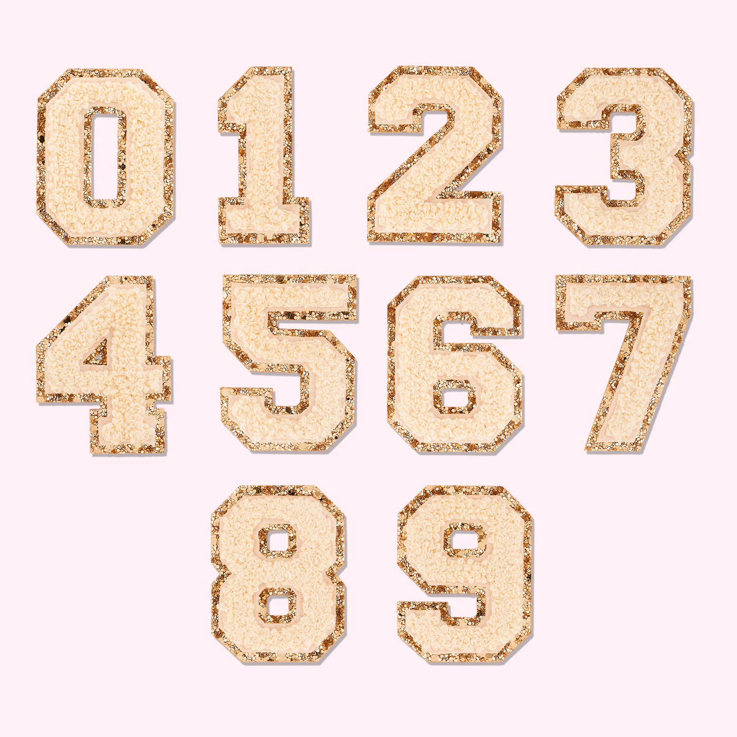 Sand Glitter Varsity Number Patch