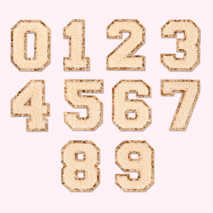 Sand Glitter Varsity Number Patch