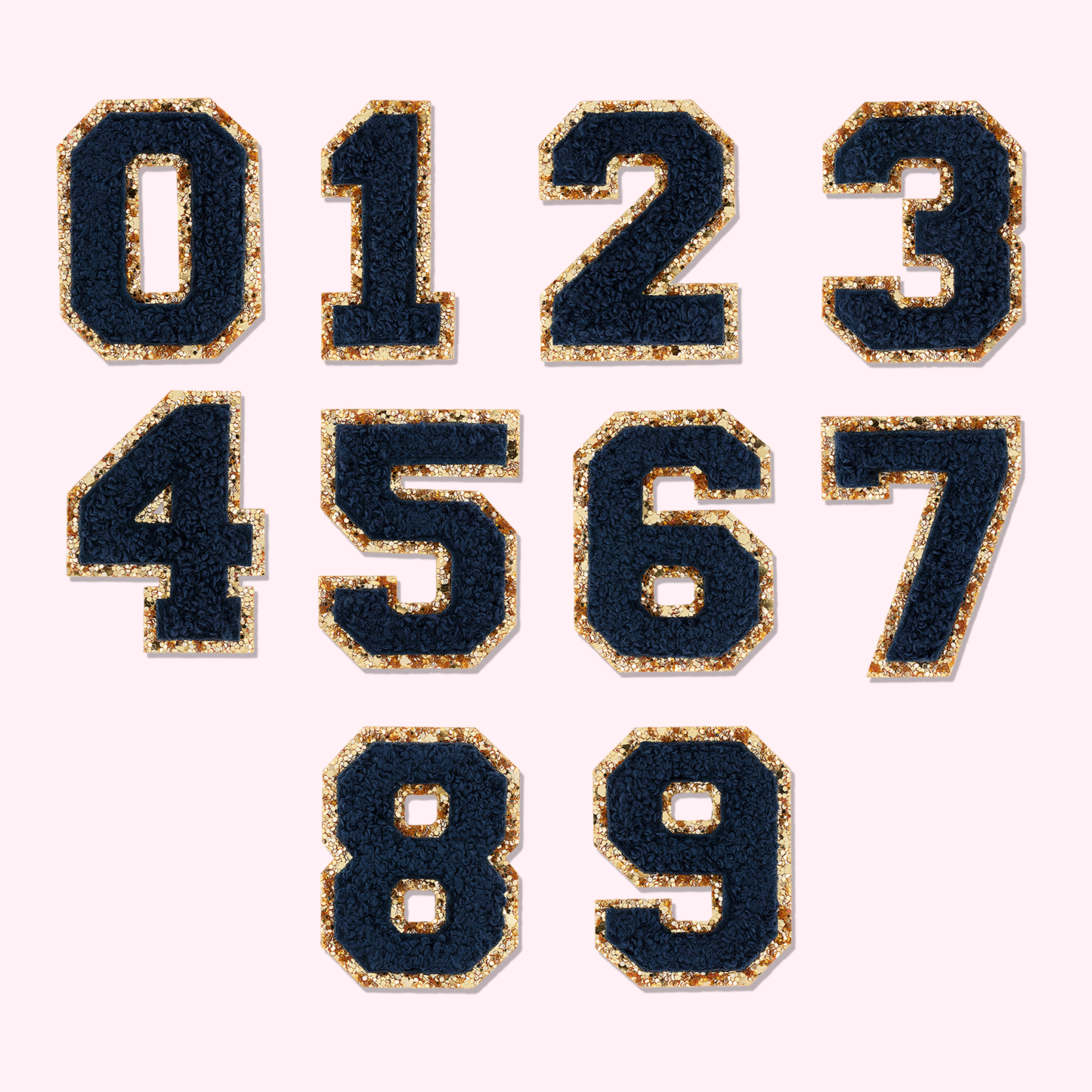 Sapphire Glitter Varsity Number Patch