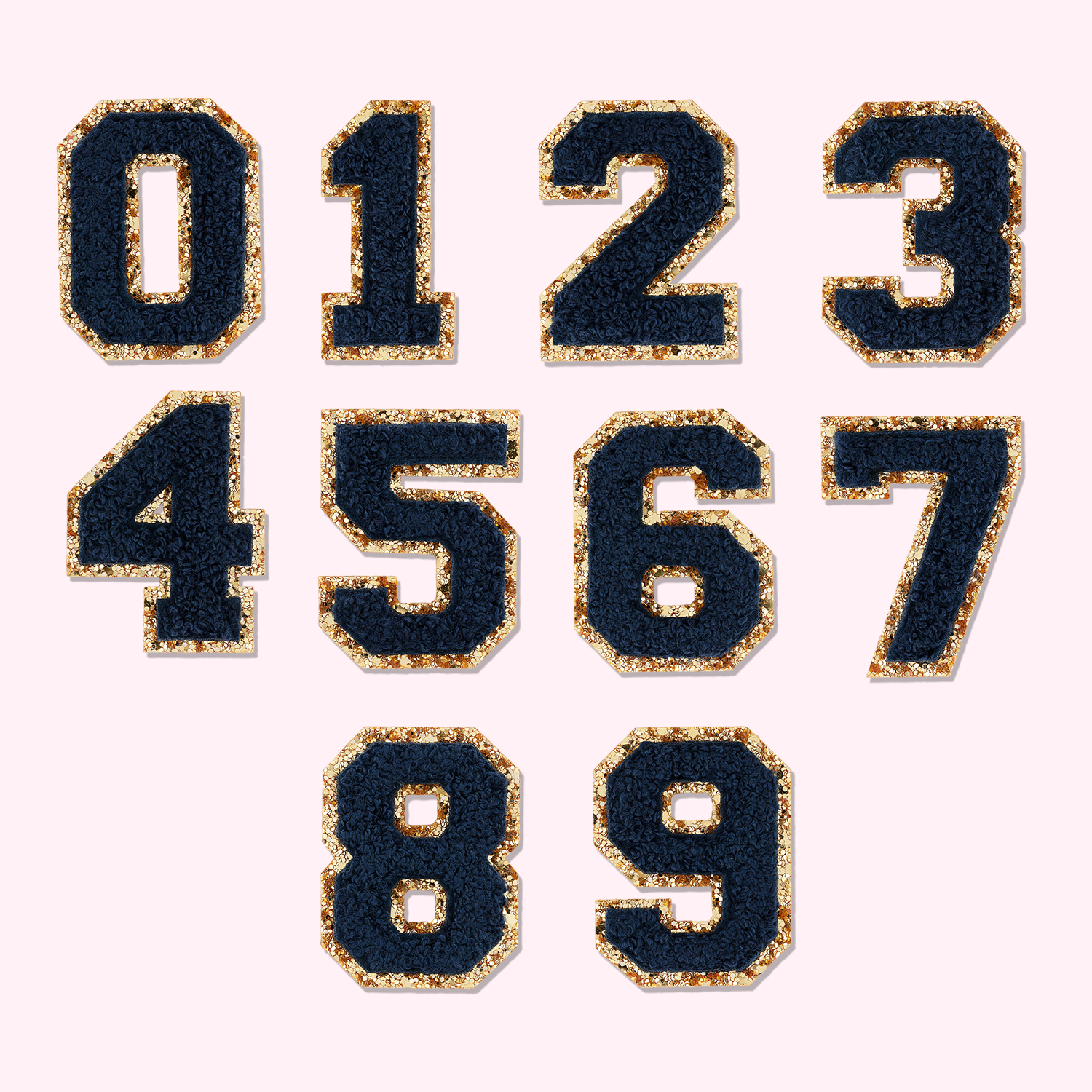 Sapphire Glitter Varsity Number Patch