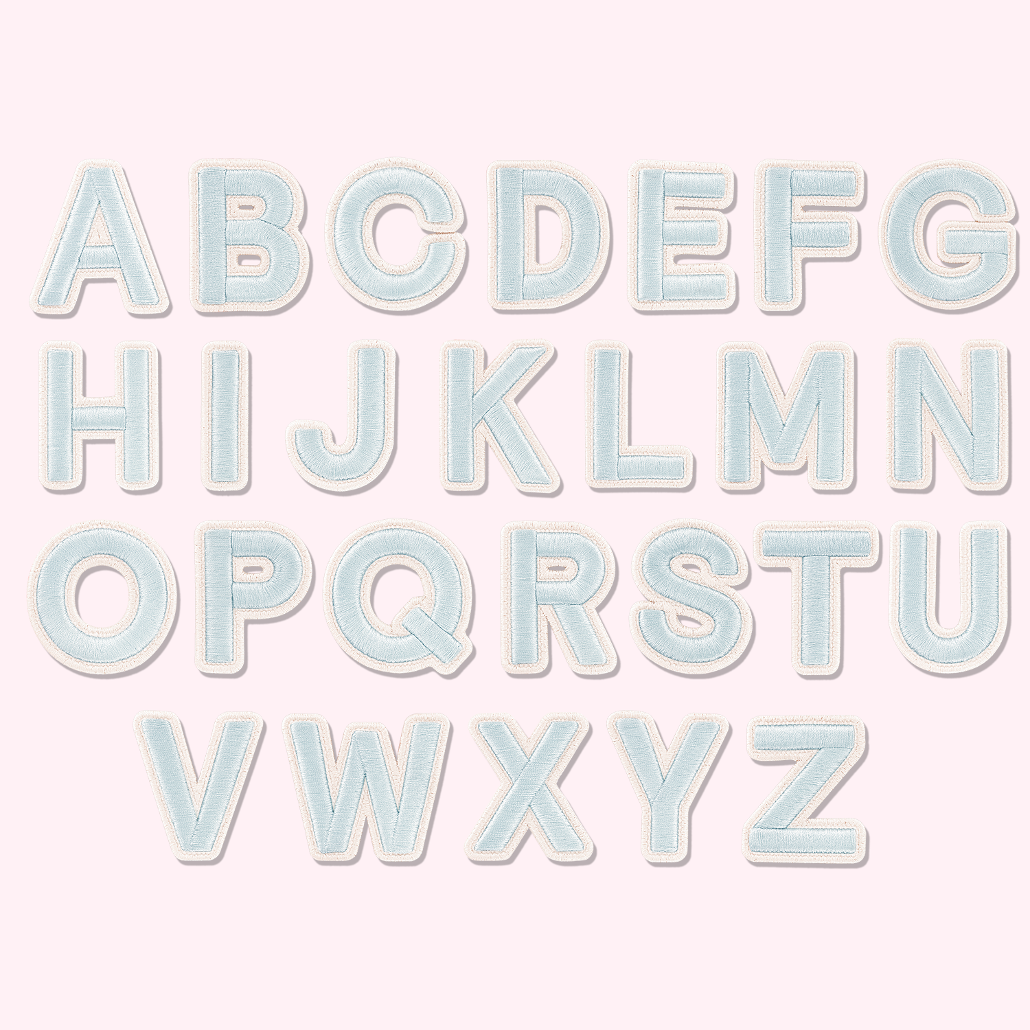 Sky Rolled Embroidery Letter Patches