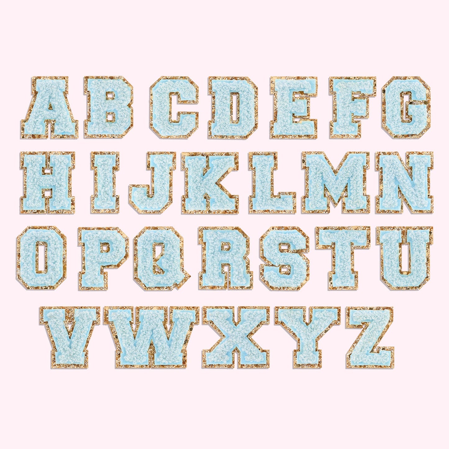 Sky Mini Glitter Varsity Letter Patch