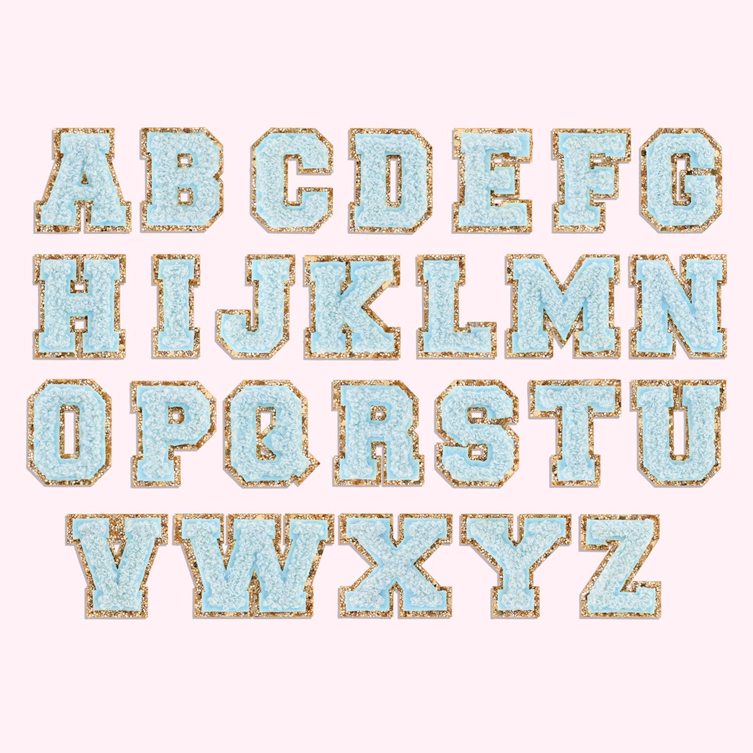 Sky Mini Glitter Varsity Letter Patch