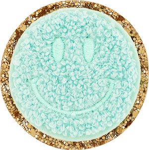Cotton Candy Glitter Varsity Smiley Face Patch