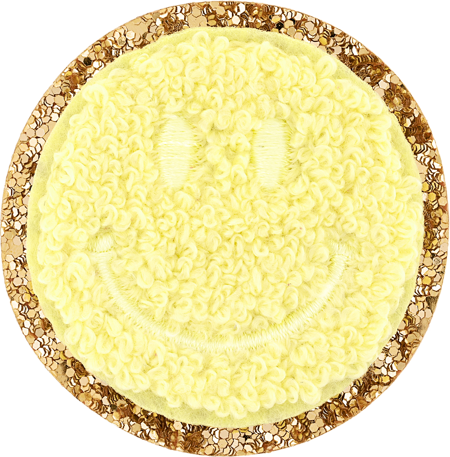 Banana Glitter Varsity Smiley Face Patch