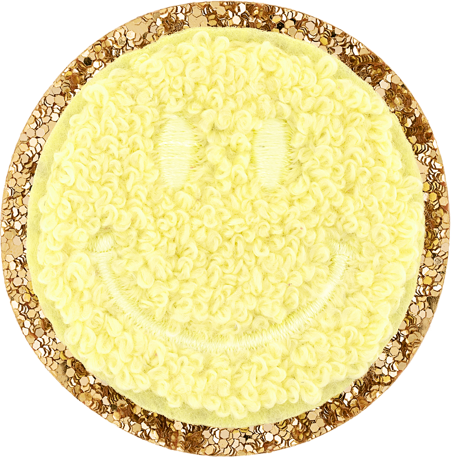 Banana Glitter Varsity Smiley Face Patch