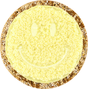 Banana Glitter Varsity Smiley Face Patch