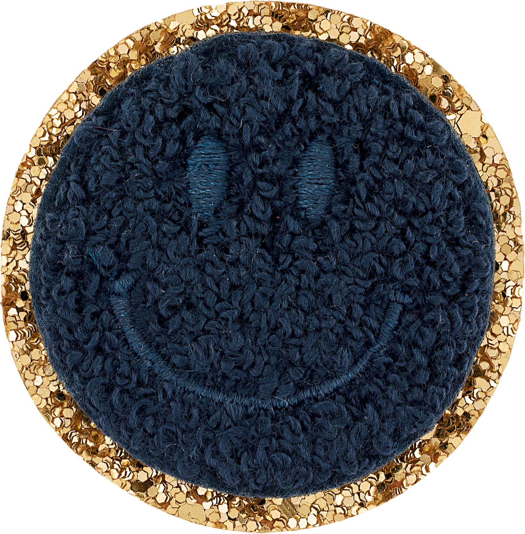 Sapphire Glitter Varsity Smiley Face Patch