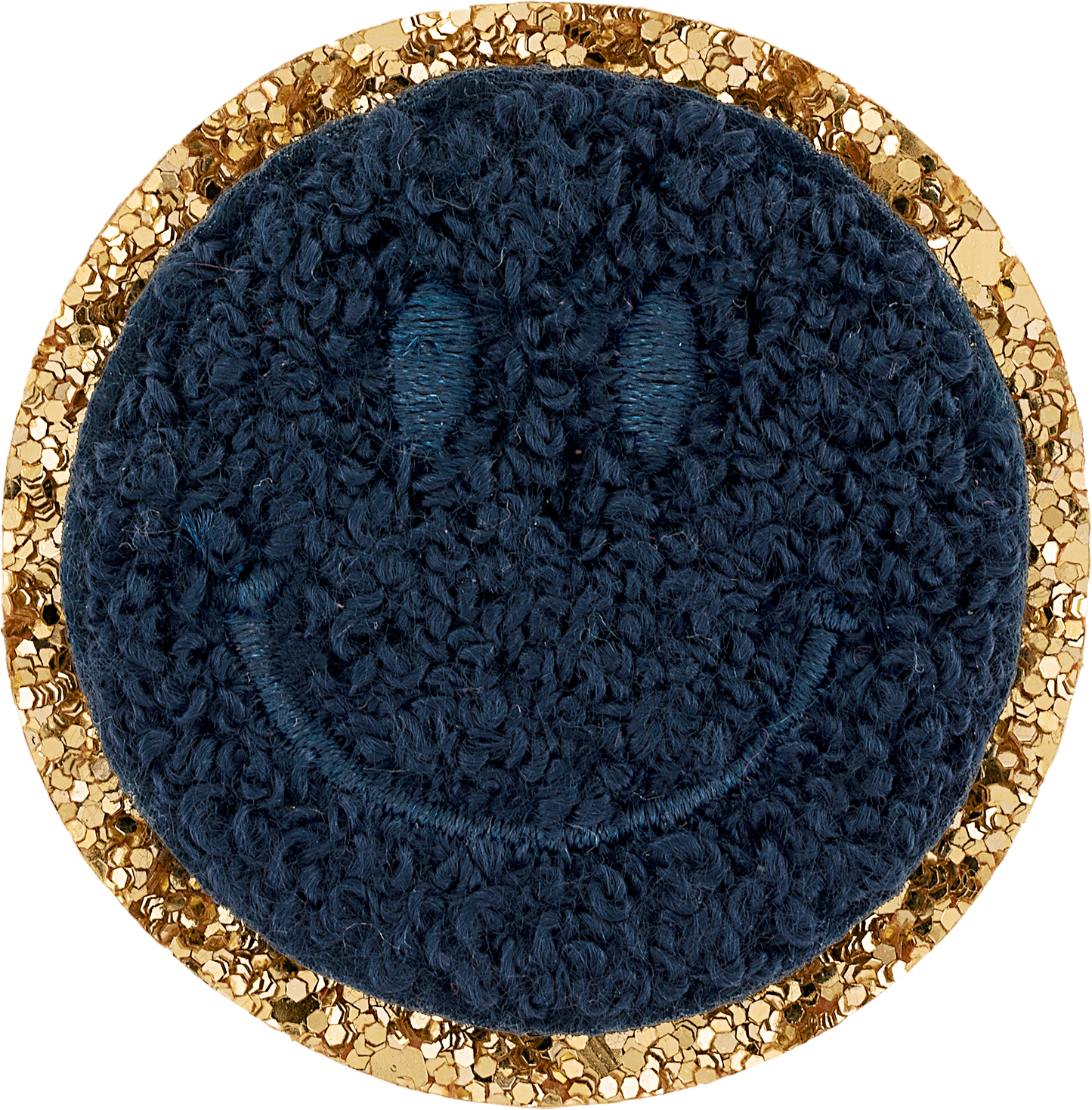 Sapphire Glitter Varsity Smiley Face Patch