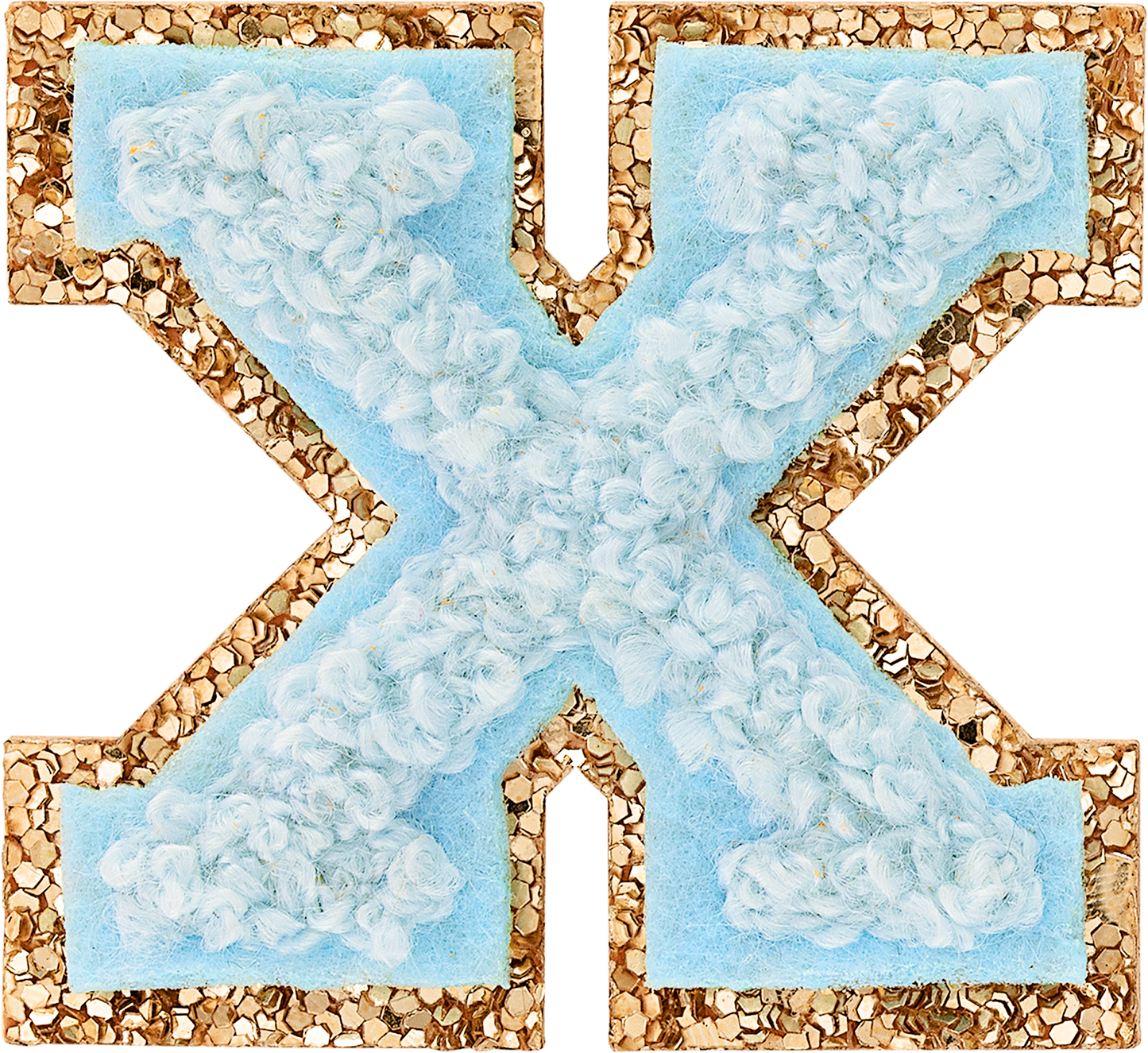 Sky Mini Glitter Varsity Letter Patch