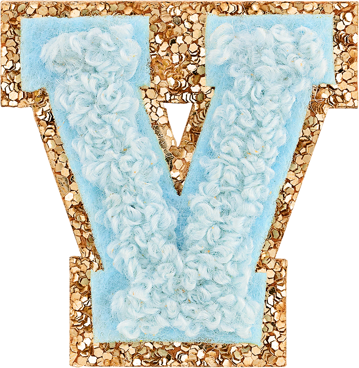 Sky Mini Glitter Varsity Letter Patch