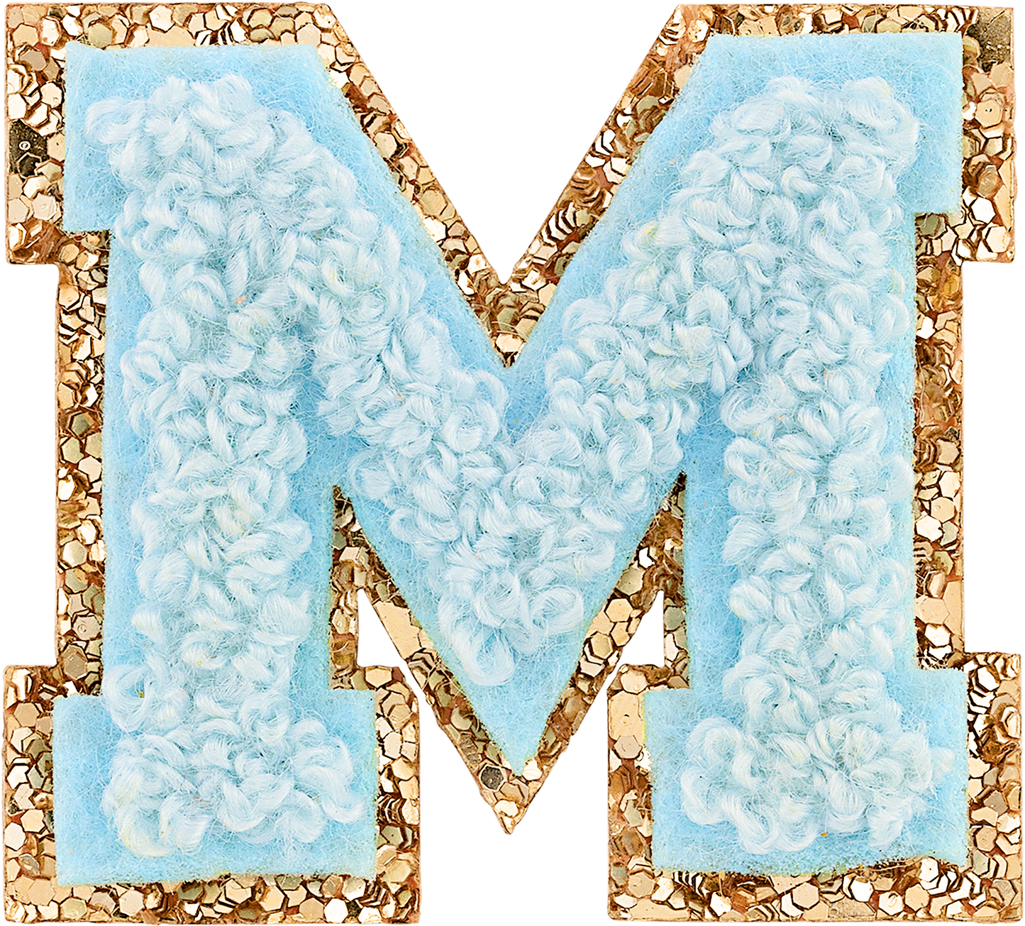 Sky Mini Glitter Varsity Letter Patch