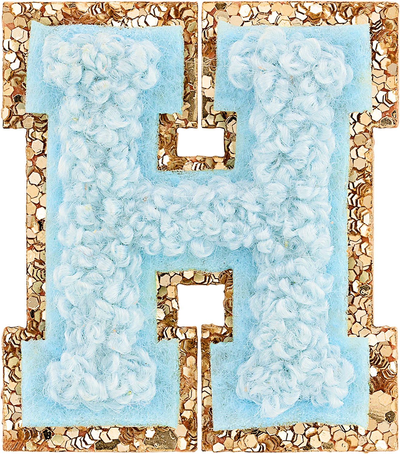 Sky Mini Glitter Varsity Letter Patch