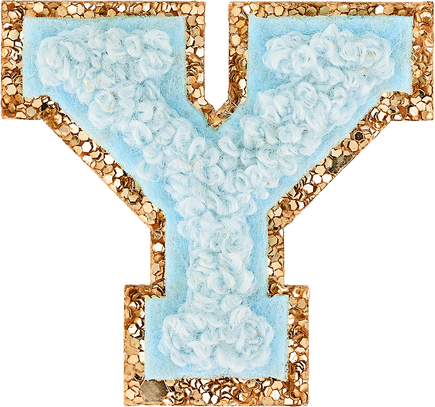 Sky Mini Glitter Varsity Letter Patch
