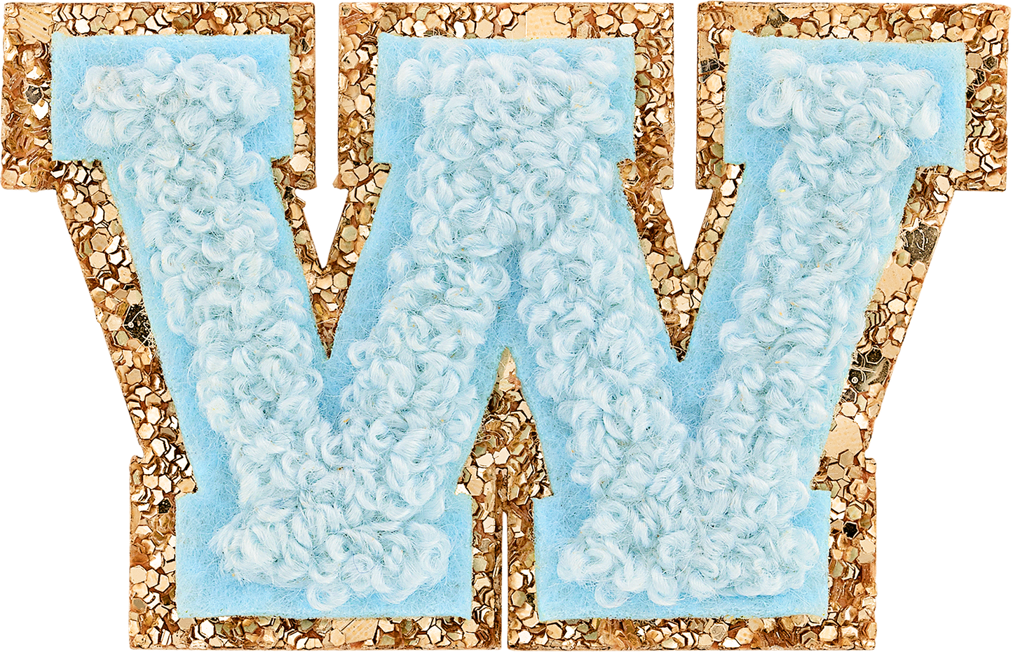 Sky Mini Glitter Varsity Letter Patch