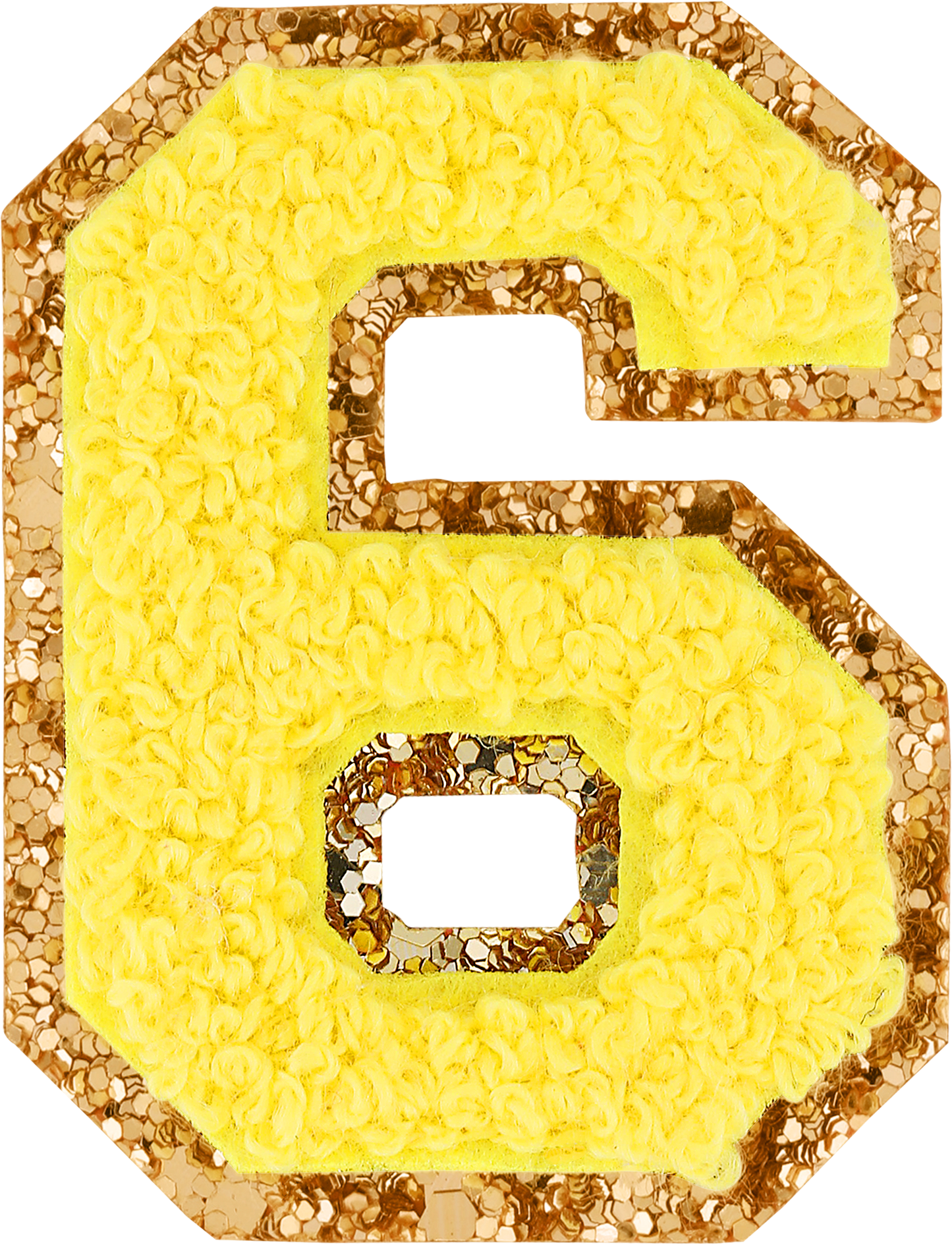 Lemon Glitter Varsity Number Patch
