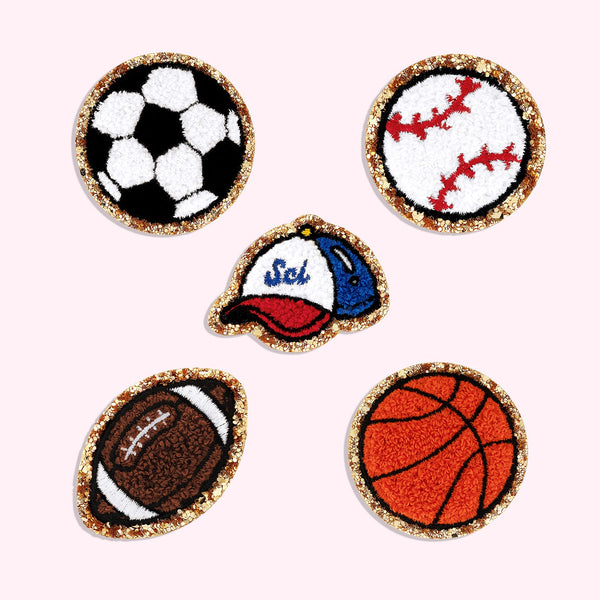 2 Glitter Football, Sports, Embroidered, Iron on Patch