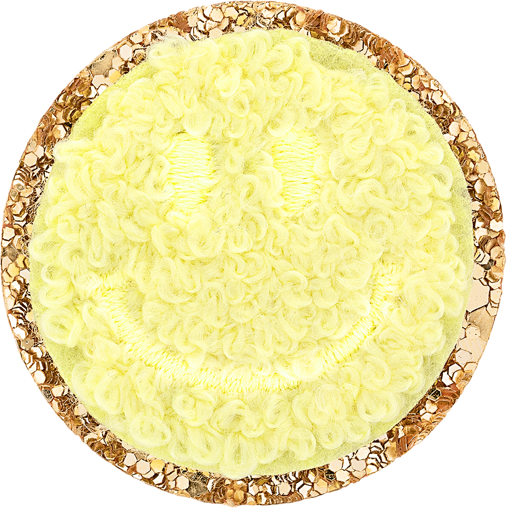 Banana Mini Glitter Varsity Smiley Face Patch