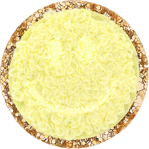Banana Mini Glitter Varsity Smiley Face Patch