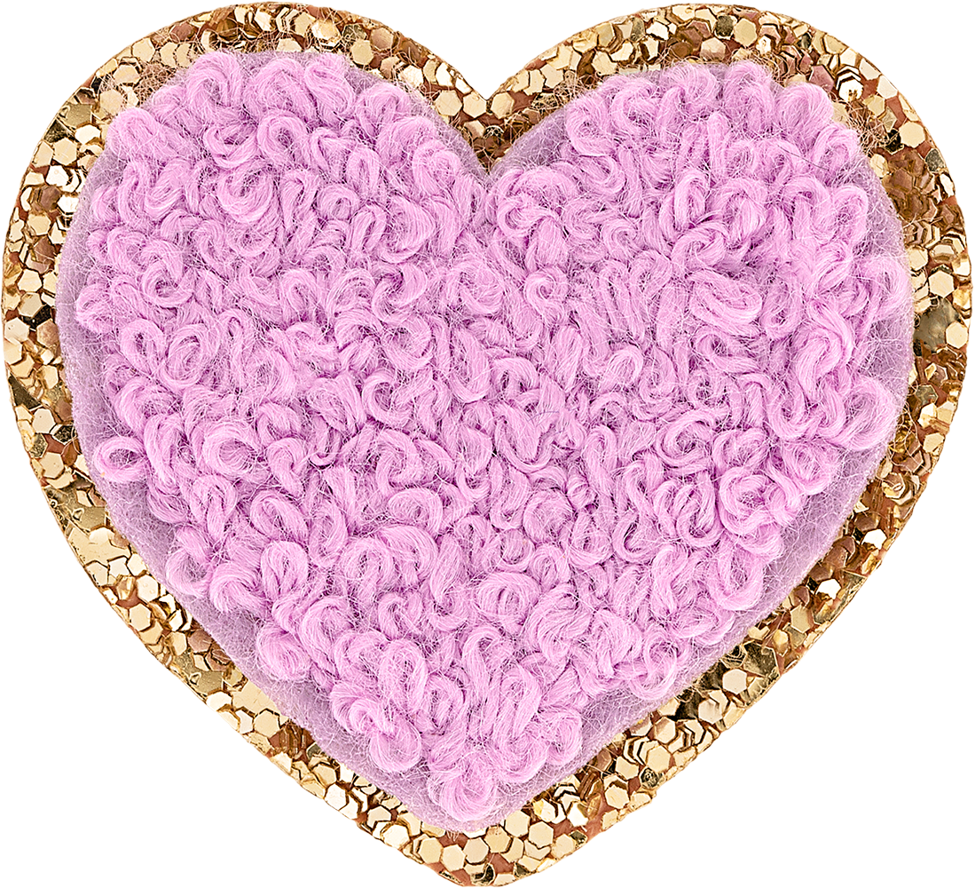 Grape Mini Glitter Varsity Heart Patch