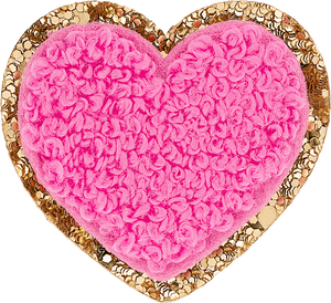 Bubblegum Mini Glitter Varsity Heart Patch