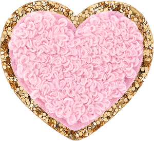 Flamingo Mini Glitter Varsity Heart Patch