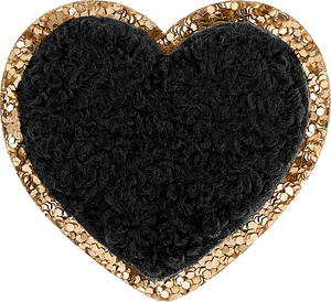 Noir Mini Glitter Varsity Heart Patch