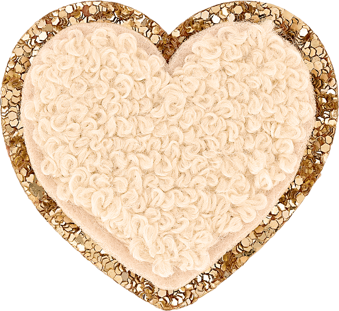 Sand Mini Glitter Varsity Heart Patch