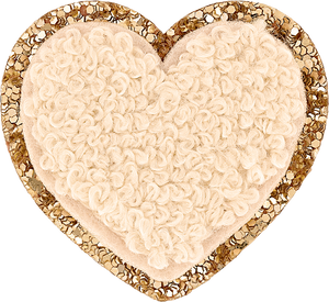 Sand Mini Glitter Varsity Heart Patch