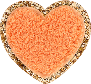 Peach Mini Glitter Varsity Heart Patch
