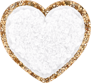 Blanc Mini Glitter Varsity Heart Patch