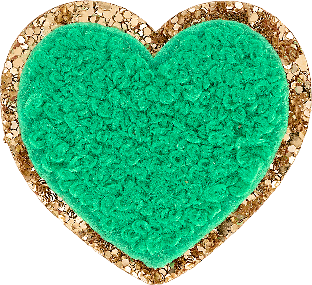 Avocado Mini Glitter Varsity Heart Patch