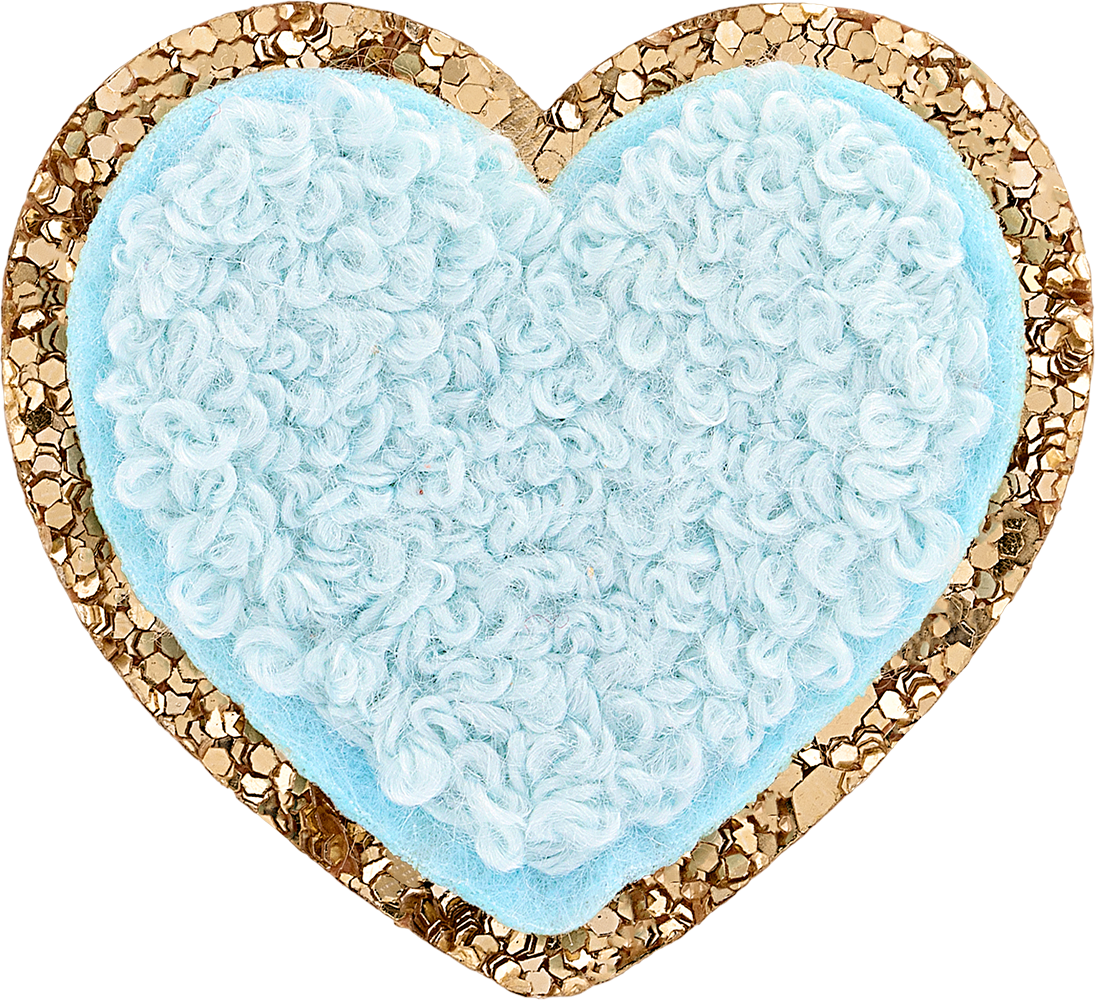 Sky Mini Glitter Varsity Heart Patch
